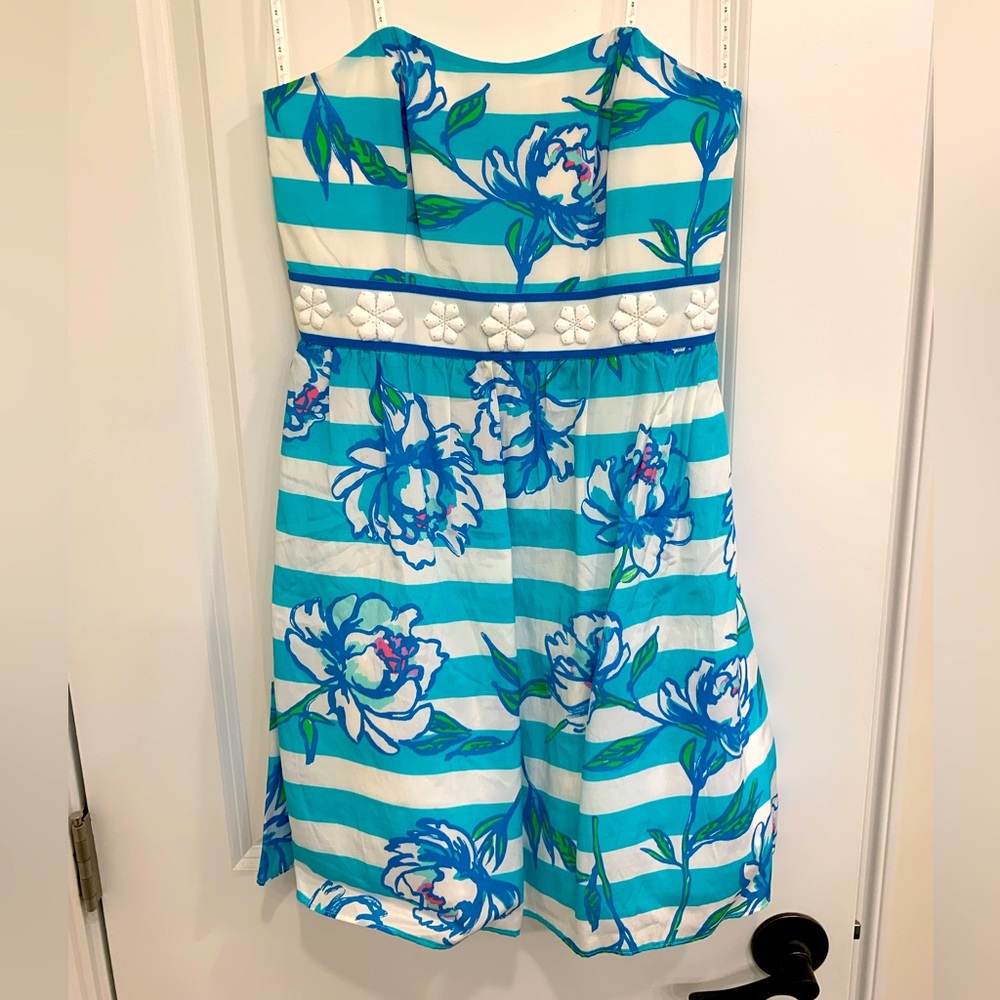 Lilly Pulitzer Langley Dress in Shorely Blue Tossing the Line 0 - Picture 2 of 8